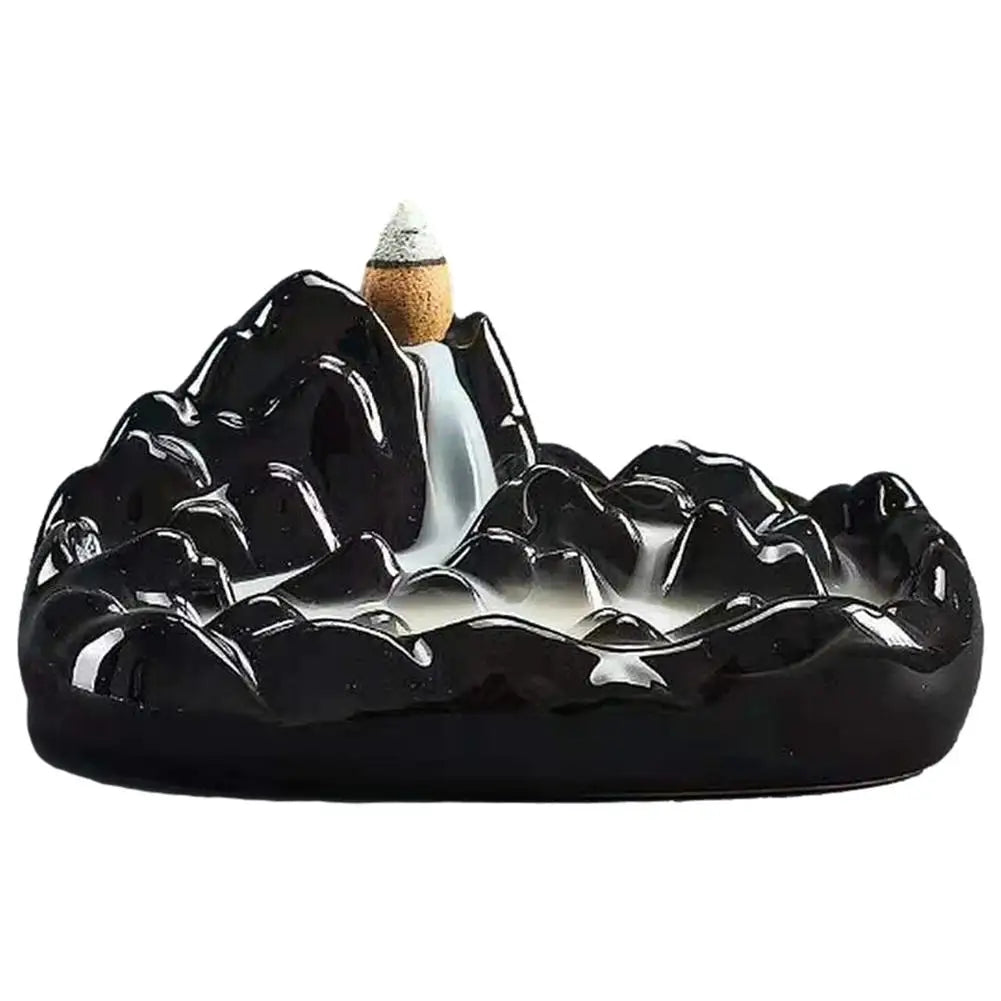 Backflow Incense Burner Handmade Porcelain Ceramic Waterfall Incense Holder Stick Stand Censer Retro Aromatherapy Ornament Home