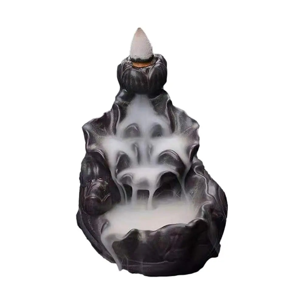 Backflow Incense Burner Handmade Porcelain Ceramic Waterfall Incense Holder Stick Stand Censer Retro Aromatherapy Ornament Home