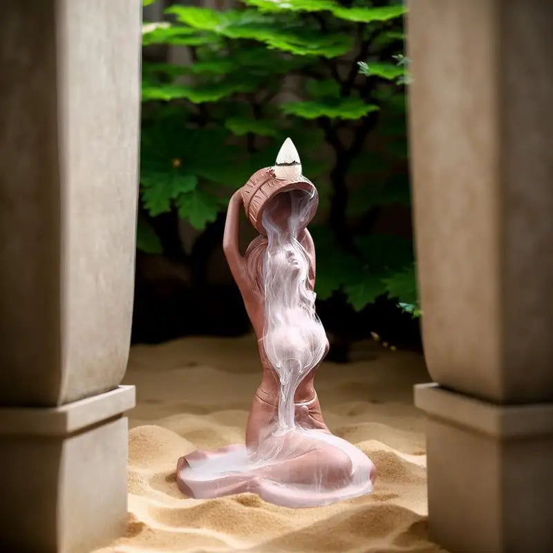 Backflow Incense Holder Bathing Lady Incense Burner Aromatherapy Ornament Resin Figurine For Home Reading Room Living Room