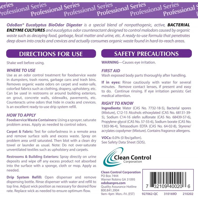 Professional Cleaning Ready-to-Use BioOdor Digester Harsh Aroma Counteractant, 12-, 32 Ounce Sprays Each, Eucalyptus Scent