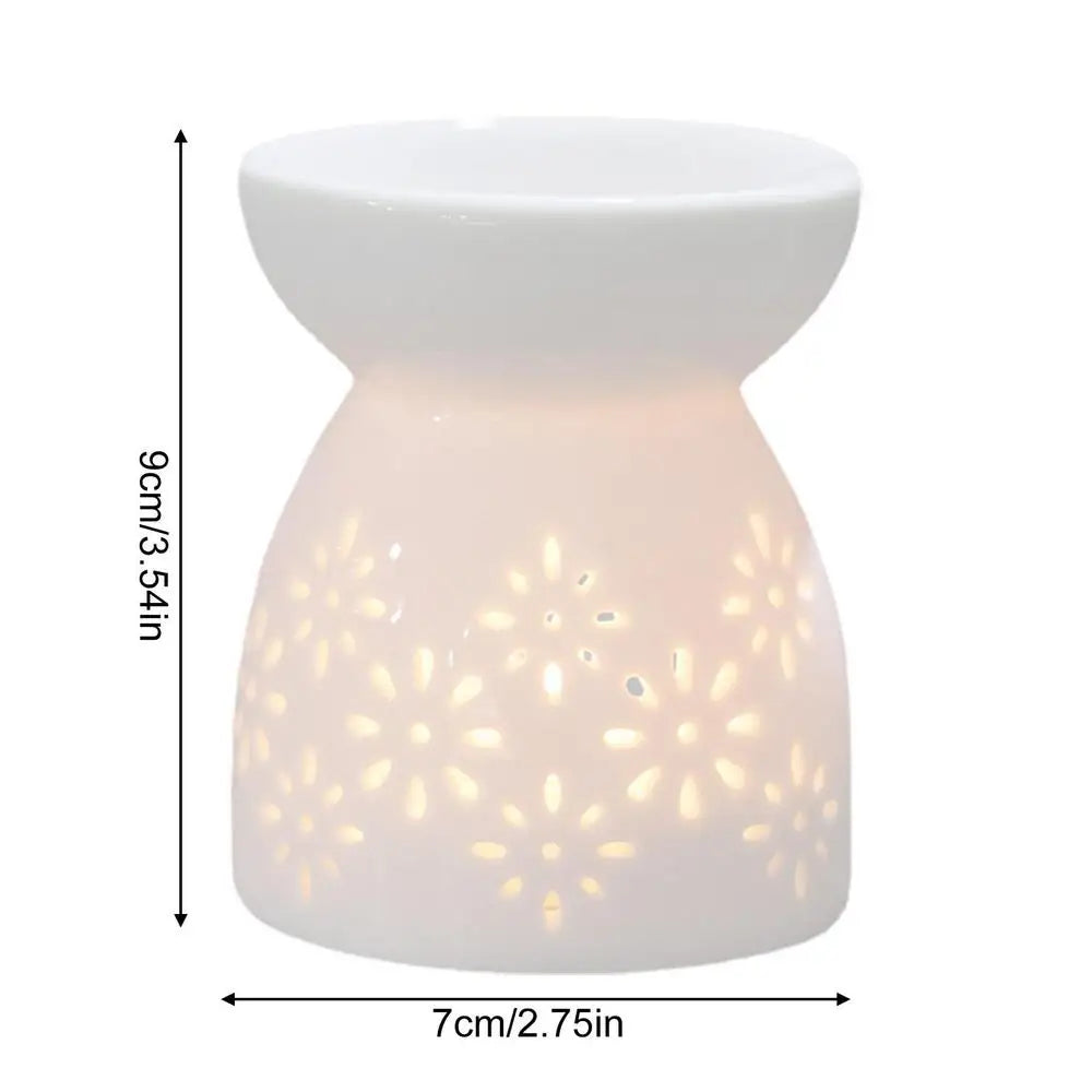 Ceramic Tea Light Burner 50ml Hollowed Oil Burner For Scented Oil Aromatherapy Stove Balcony Patio Tabletop Decoration