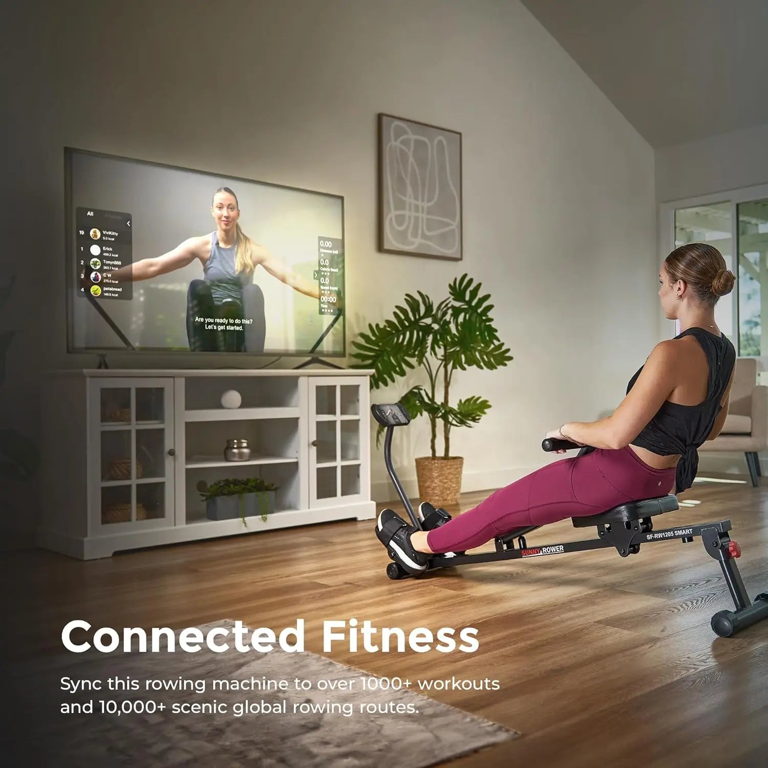 Health & Fitness Compact Adjustable Rowing Machine with 12 Levels of Resistance for Complete Body Workouts and Optional Free Sun