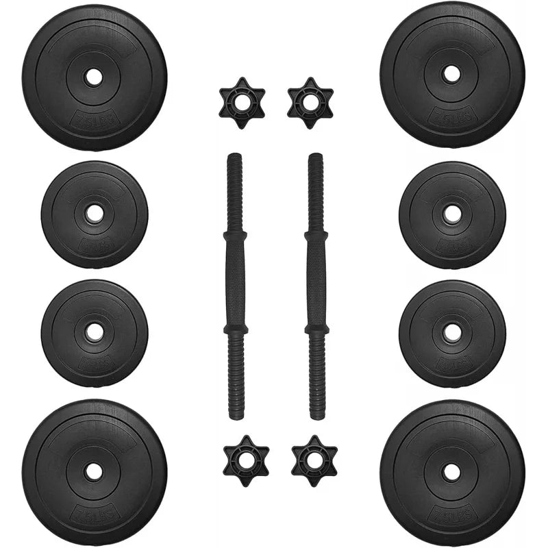 Fitness 40 Pound All Purpose Vinyl Weight Dumbbell Set with 2.5 Pound and 7.5 Weights Collar Locks, 14 Piece