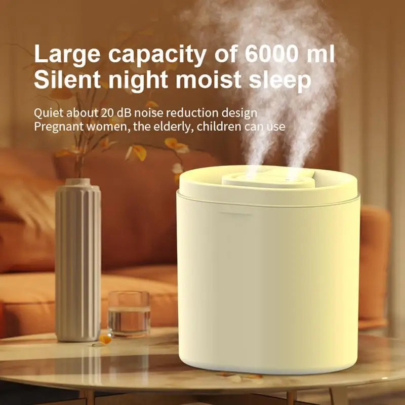 Baby Humidifiers For Nursery 6L Silent Aromatherapy Diffuser Large Capacity Air Purifier Double Spray Nozzle Personal Humidifier