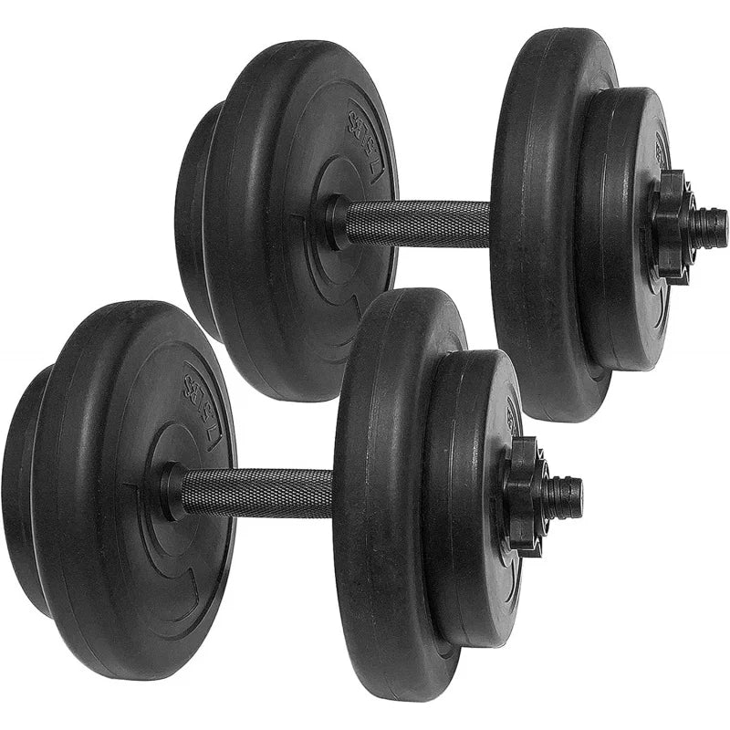 Fitness 40 Pound All Purpose Vinyl Weight Dumbbell Set with 2.5 Pound and 7.5 Weights Collar Locks, 14 Piece