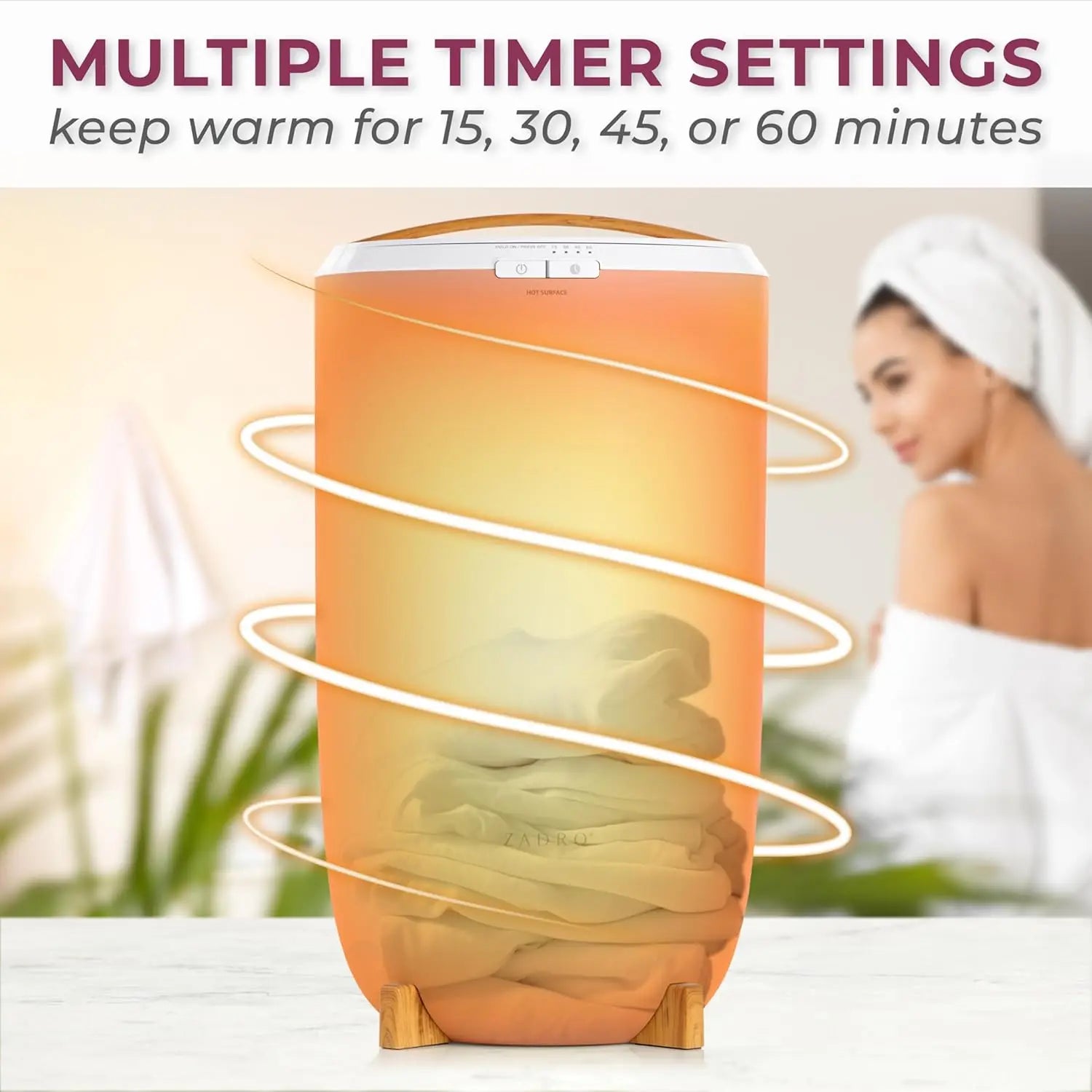 Large Aromatherapy Towel Warmer Bucket - with Essential Oil Wood Disk for Spa and Bathroom, Luxury Stainless Auto Shut off