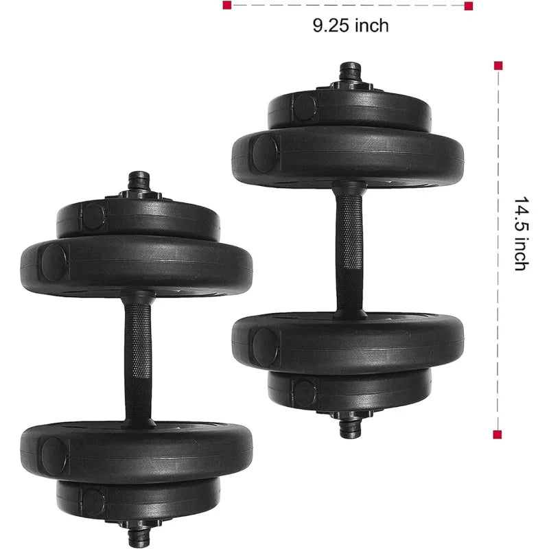Fitness 40 Pound All Purpose Vinyl Weight Dumbbell Set with 2.5 Pound and 7.5 Weights Collar Locks, 14 Piece