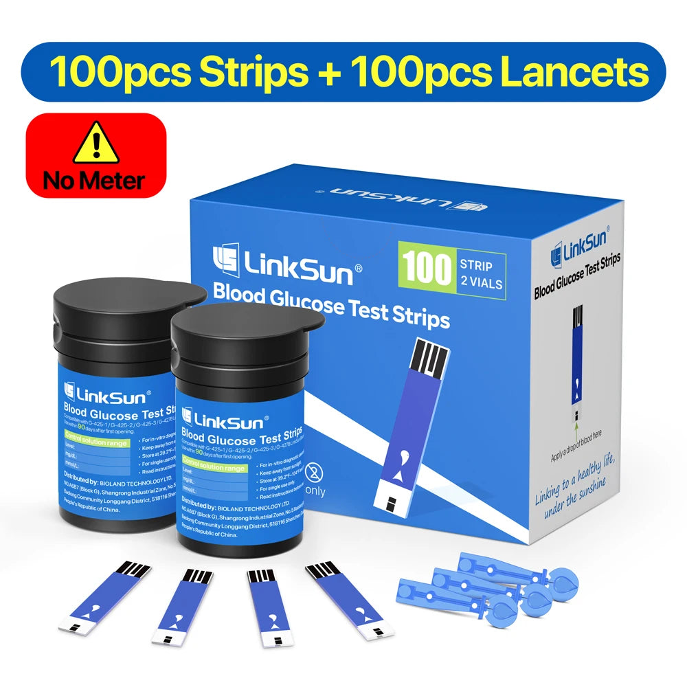LinkSun G-425-3 Blood Glucose Meter Glucometer Full Set Medical Diabetes Blood Sugar Monitor Complete Kit Glucose Test Strips