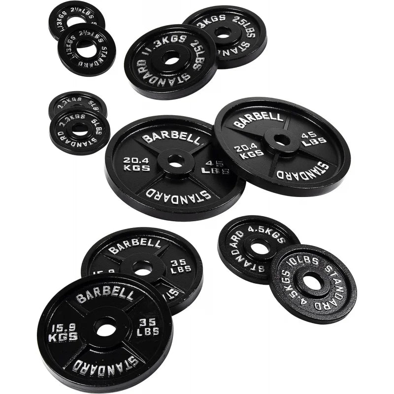 Fitness Cast Iron Plate Weight Plate for Strength Training and Weightlifting, or Standard, Multiple Sizes