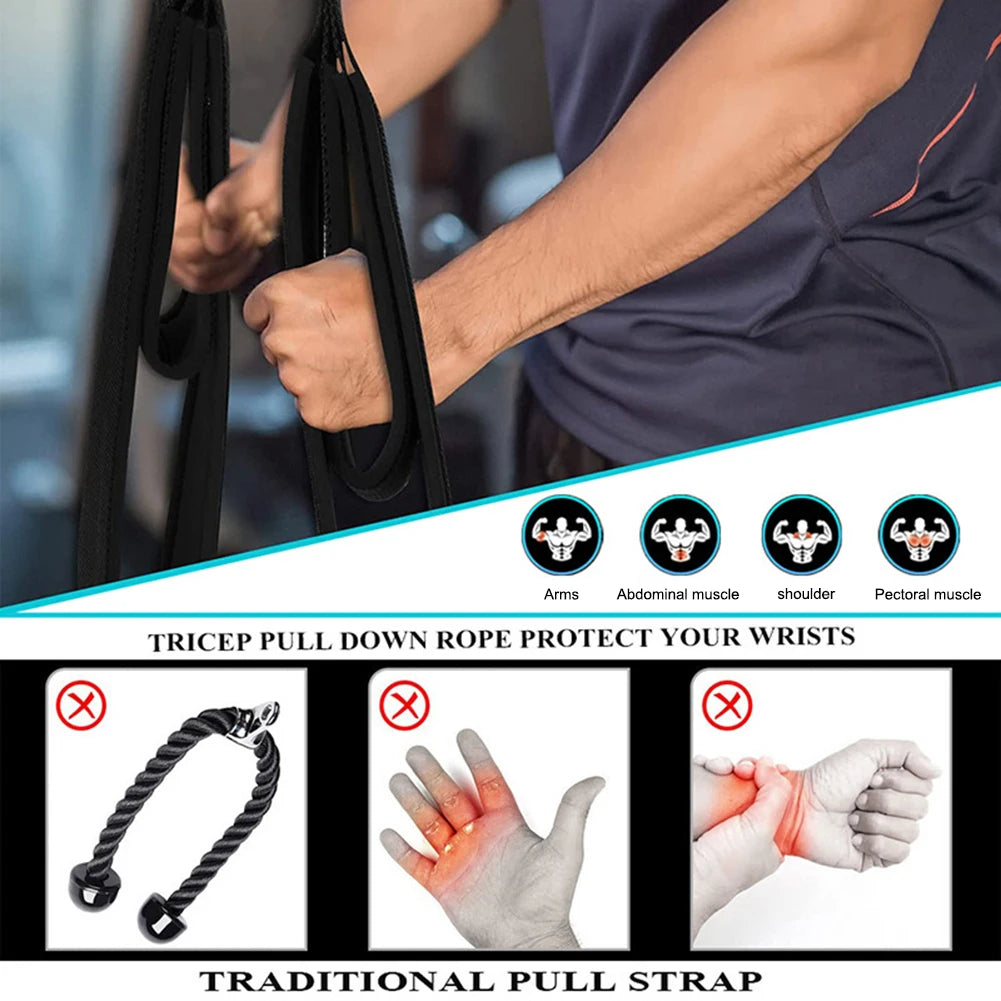 Long Triceps Strap Anti-Slip Muscle Training Tricep Rope Cable Multi-Purpose Tricep Pull Down Rope for Gym Fitness Accessories