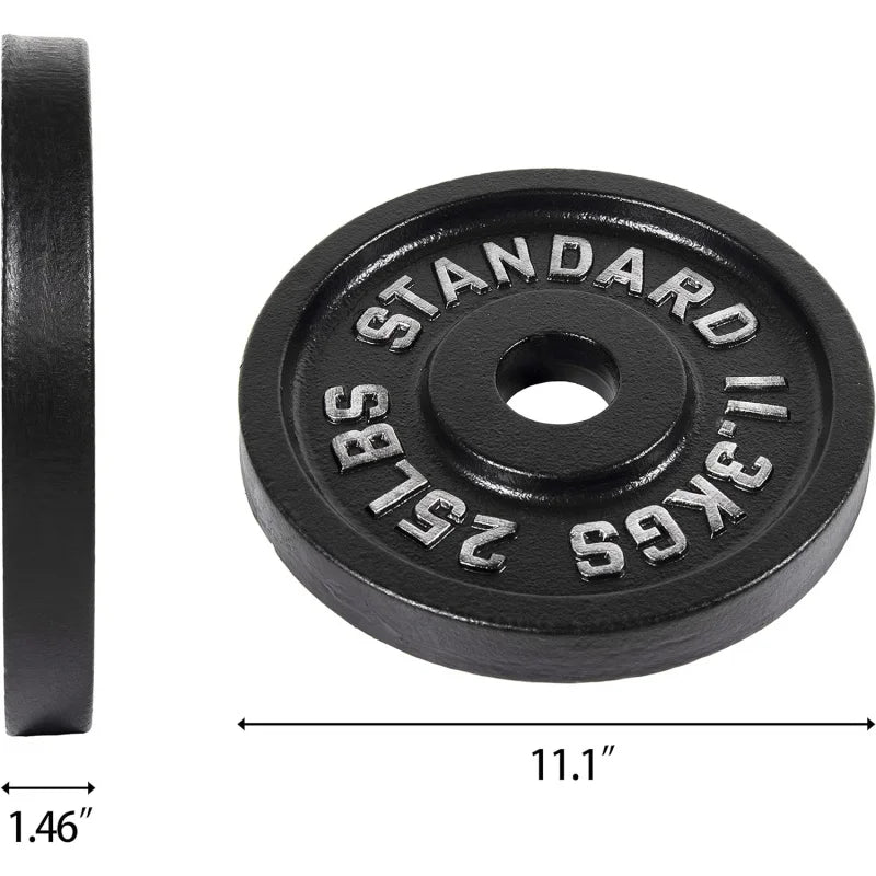 Fitness Cast Iron Plate Weight Plate for Strength Training and Weightlifting, or Standard, Multiple Sizes