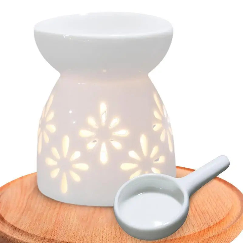 Ceramic Tea Light Burner 50ml Hollowed Oil Burner For Scented Oil Aromatherapy Stove Balcony Patio Tabletop Decoration
