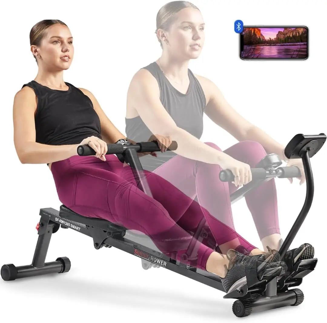Health & Fitness Compact Adjustable Rowing Machine with 12 Levels of Resistance for Complete Body Workouts and Optional Free Sun