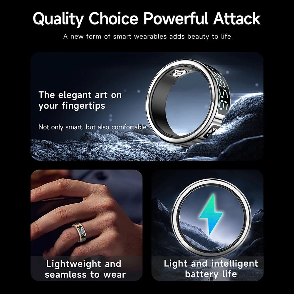 RS08 Smart Ring Multi-sport Modes Health Fitness Rings Bluetooth-Compatible 5.1 Sport Health Ring for Men Women for Android iOS