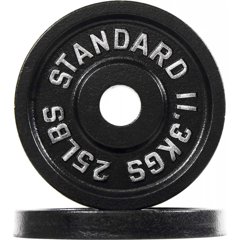 Fitness Cast Iron Plate Weight Plate for Strength Training and Weightlifting, or Standard, Multiple Sizes