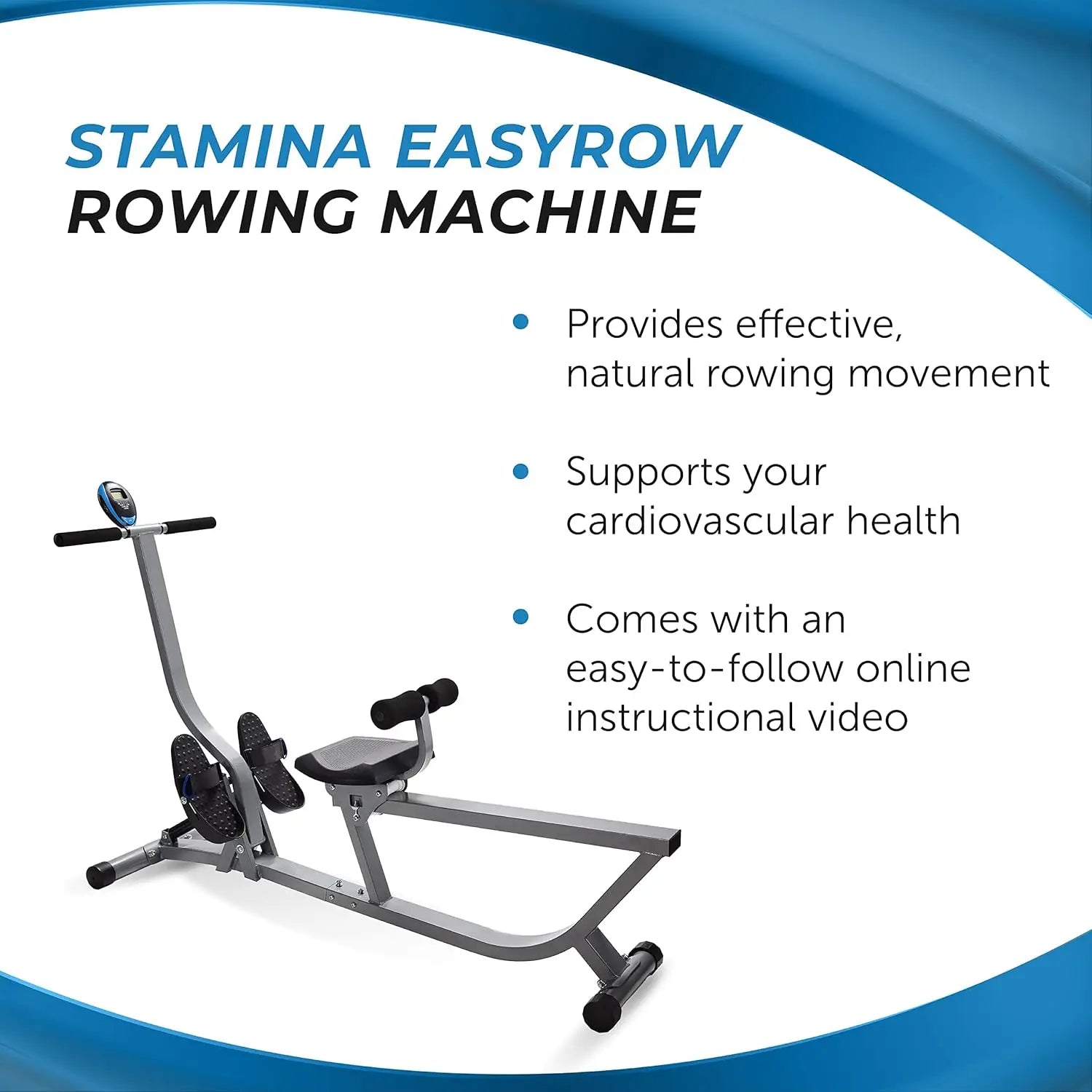 Hydraulic Rower Machine with Smart Workout App - Rowing Machine with Adjustable Resistance for Home Gym Fitness