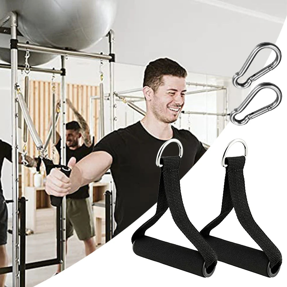 2Pcs Gym Resistance Bands Handles Anti-Slip Exercise Handles Fitness Strap Attachment Grips for Pilates Yoga Strength Trainer