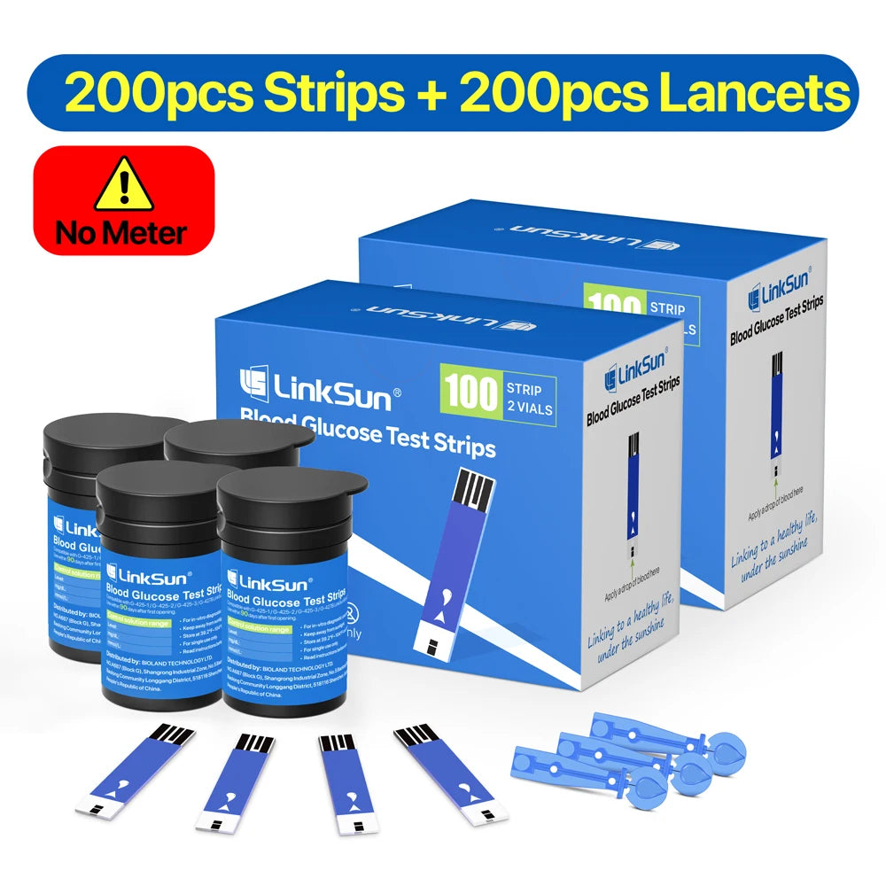 LinkSun G-425-3 Blood Glucose Meter Glucometer Full Set Medical Diabetes Blood Sugar Monitor Complete Kit Glucose Test Strips