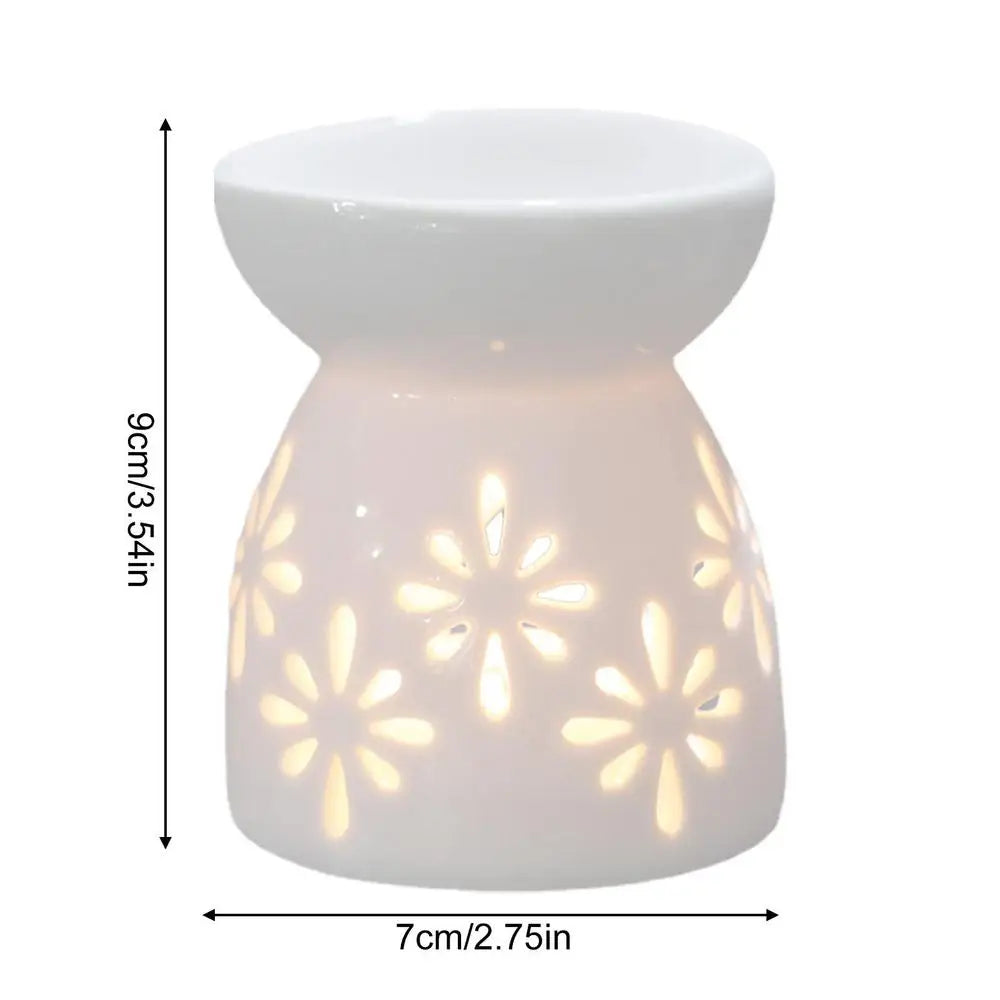 Ceramic Tea Light Burner 50ml Hollowed Oil Burner For Scented Oil Aromatherapy Stove Balcony Patio Tabletop Decoration