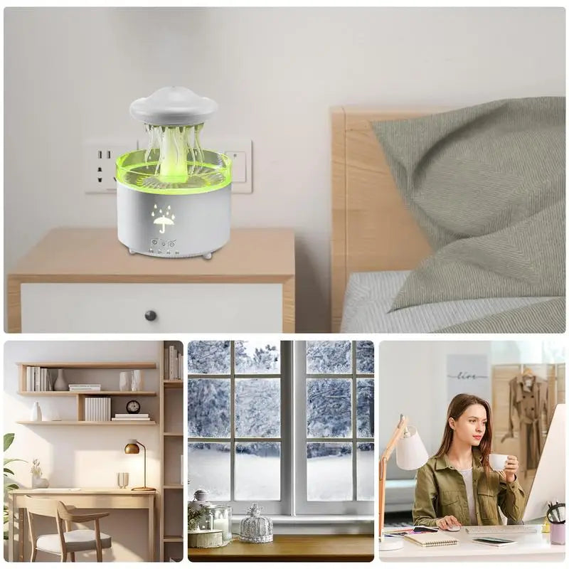 Jellyfish Raindrop Diffuser with 7 Changing Colors Diffuser Aromatherapy Diffuser with Intelligent automatic shut-off function