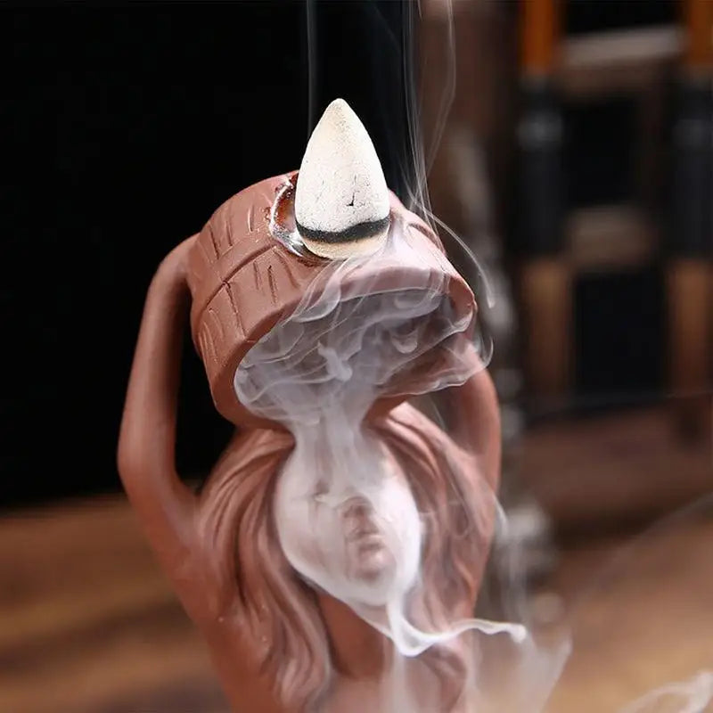 Backflow Incense Holder Bathing Lady Incense Burner Aromatherapy Ornament Resin Figurine For Home Reading Room Living Room