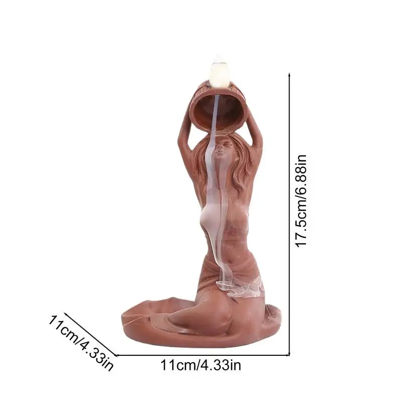 Backflow Incense Holder Bathing Lady Incense Burner Aromatherapy Ornament Resin Figurine For Home Reading Room Living Room